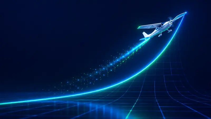 Crash game curve with a climbing plane