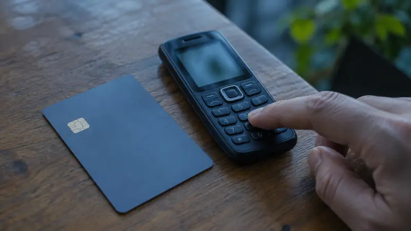 Debit card and USSD dialling on a basic phone