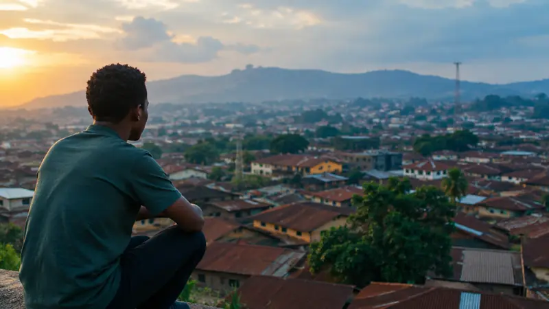 Ibadan rooftops in Oyo State at golden hour