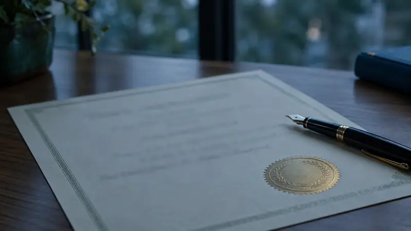 Gaming licence certificate on a desk