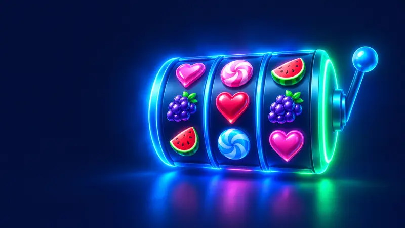 Candy and fruit symbols on slot reels