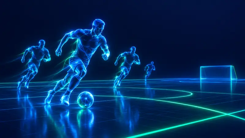 Virtual football match made of light