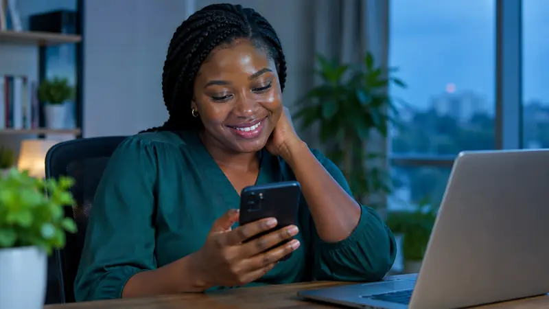 Checking a naira withdrawal alert on a phone